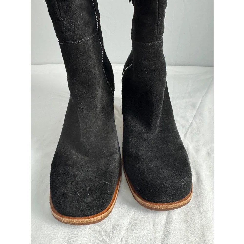 Kork-ease black Suede‎ Square Toe Slouchy Knee High Boots Size 9M